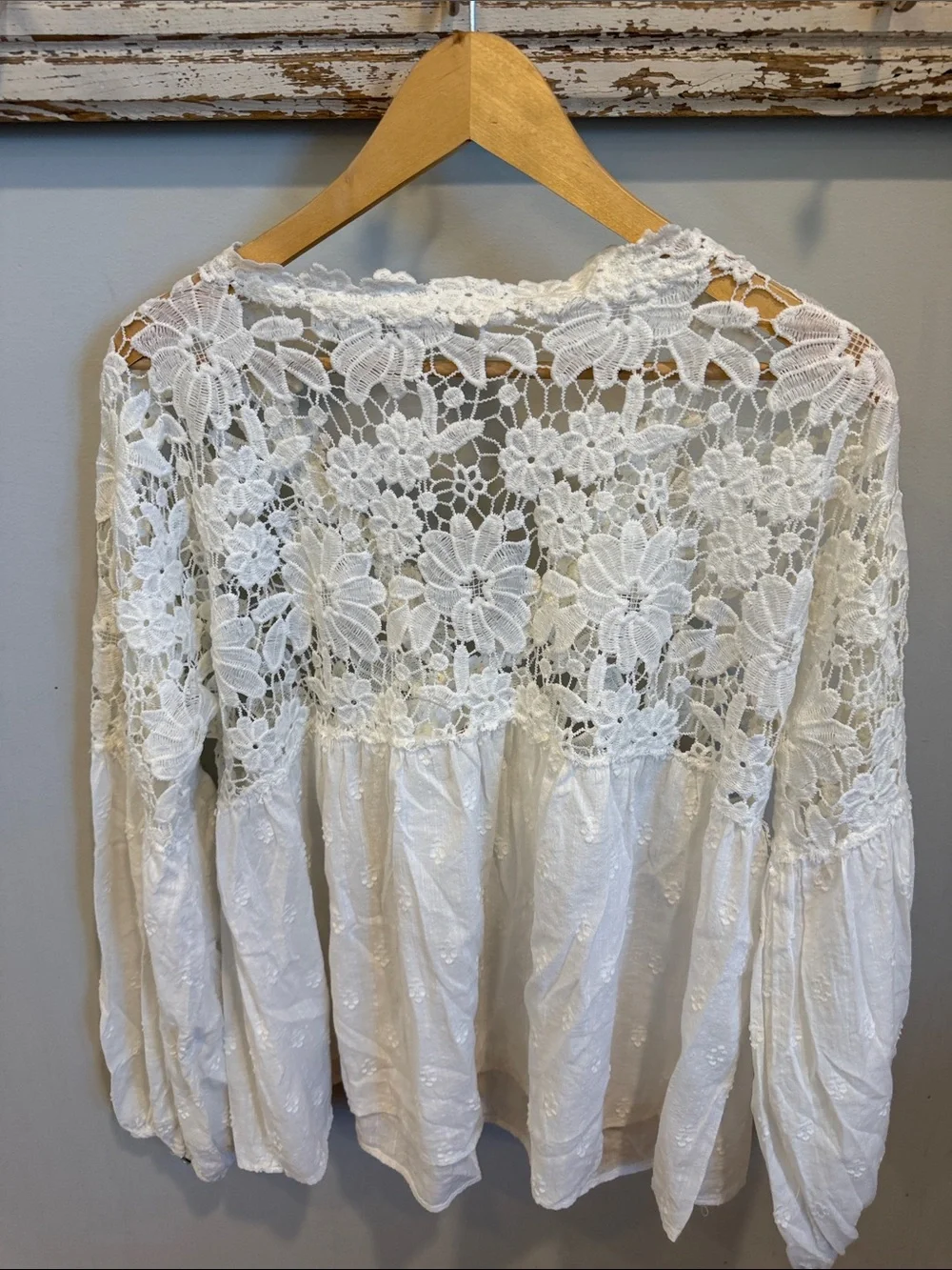 Free People Lina Lace White Blouse Size Medium